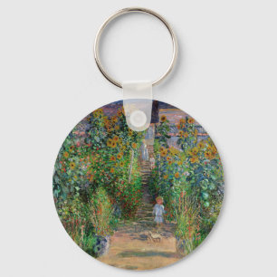 Monet Garden Vetheuil Impressionim Flower Painting Key Ring