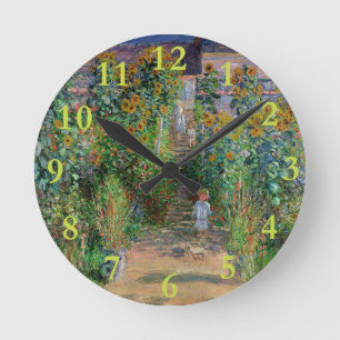 Monet Garden Vetheuil Impressionim Flower Painting Round Clock
