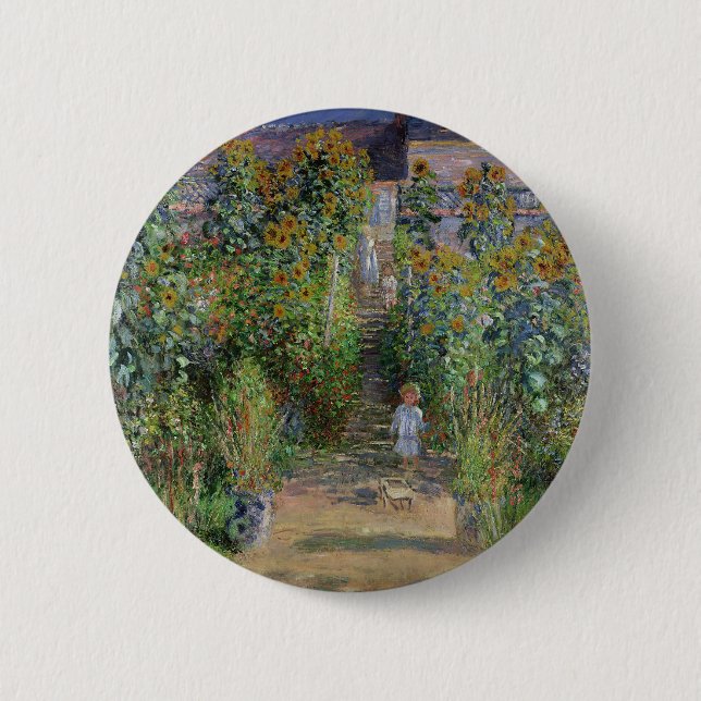 Monet Garden Vetheuil Impressionim Painting 6 Cm Round Badge (Front)