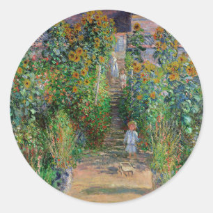 Monet Garden Vetheuil Impressionim Painting Classic Round Sticker