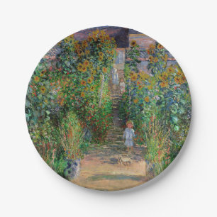 Monet Garden Vetheuil Impressionim Painting Paper Plate