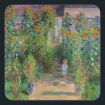 Monet Garden Vetheuil Impressionim Painting Square Sticker<br><div class="desc">Monet's Garden at Vetheuil - A famous Claude Monet painting of a beautiful colourful impressionist garden scene. The Artist's Garden at Vétheuil,  1881.</div>