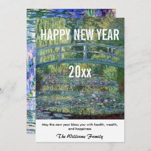 Monet - Happy New Year and Water Lily pond Holiday Card
