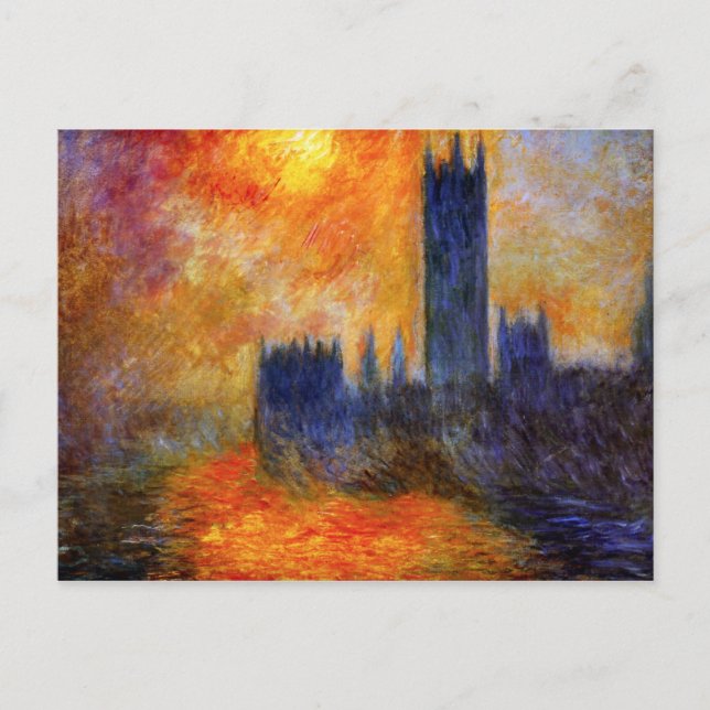 Monet House of Parliament and Sunset Postcard (Front)
