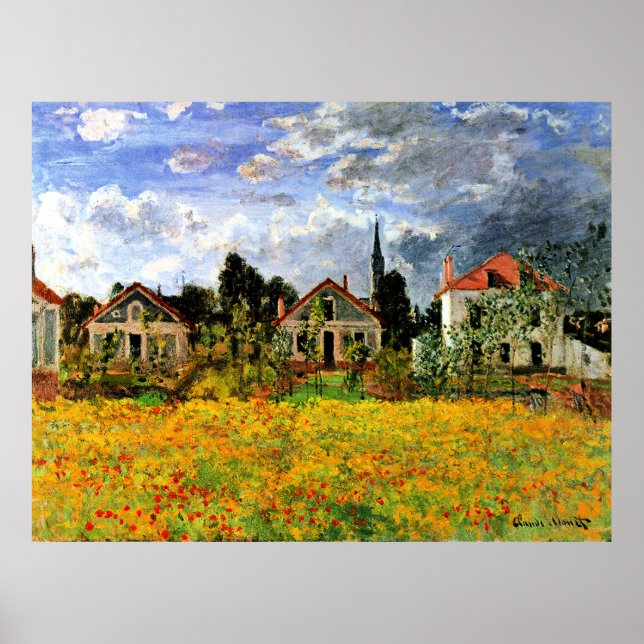 Monet - Houses at Argenteuil, famous artwork Poster (Front)