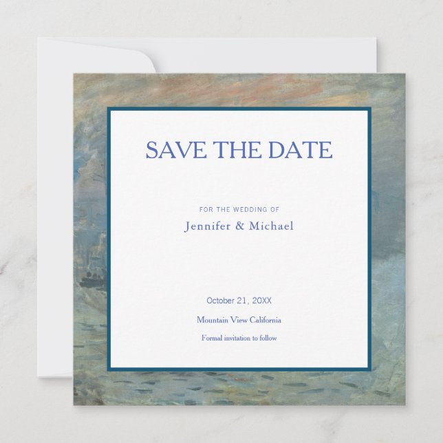 Monet Impression Sunrise Professional Minimalist Save The Date (Front)