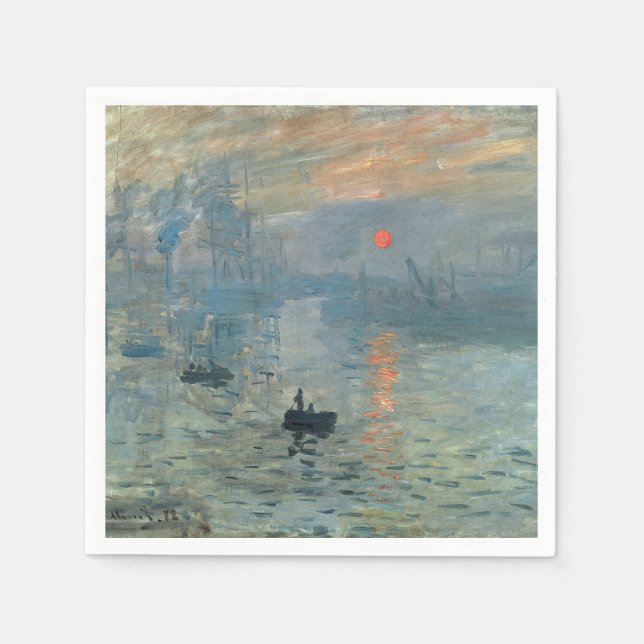Monet Impression Sunrise Soleil Levant Painting Napkin (Front)