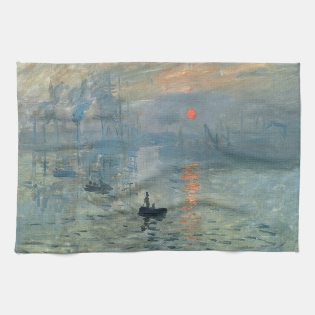 Monet Impression Sunrise Soleil Levant Painting Tea Towel (Horizontal)