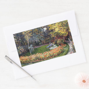 Monet - In the Garden, Rectangular Sticker