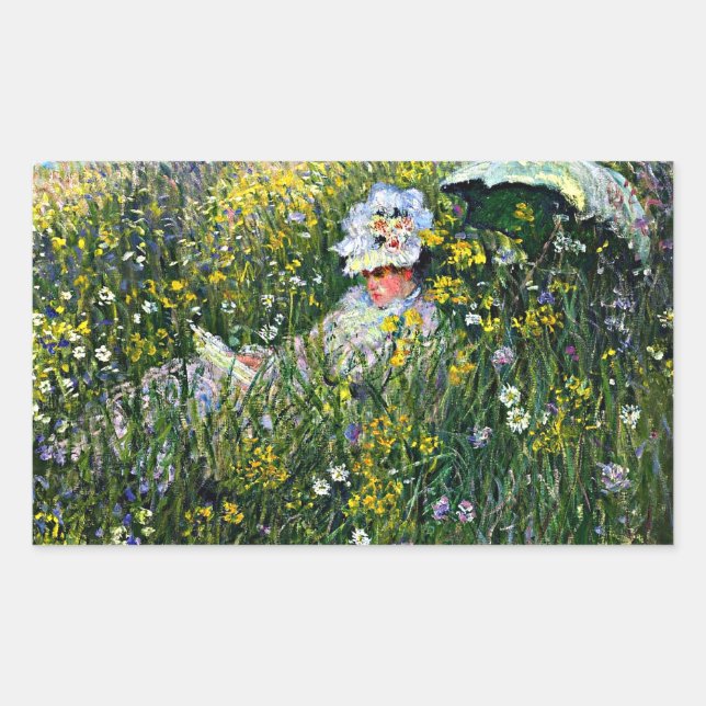 Monet - In the Meadow Rectangular Sticker (Front)