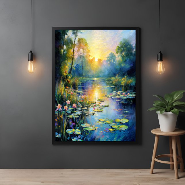 Monet-Inspired Lily Pond at Sunrise Impressionist  Poster (Creator Uploaded)
