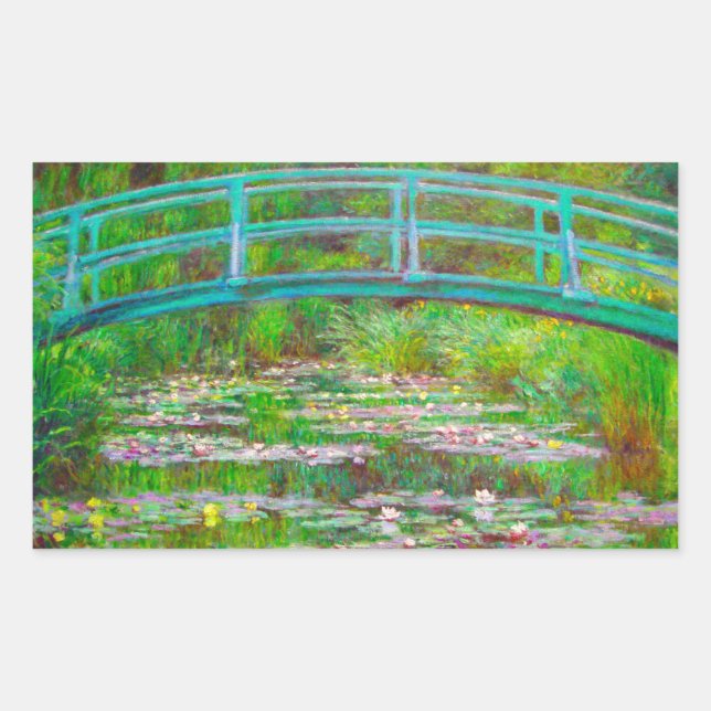Monet Japanese Bridge and Water Lilies Rectangular Sticker (Front)