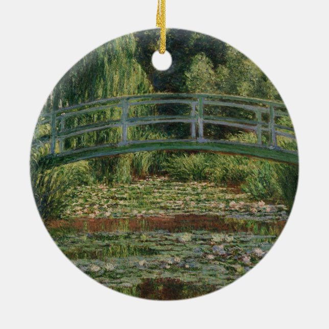 Monet Japanese Footbridge and the Water Lily Pool Ceramic Tree Decoration (Back)