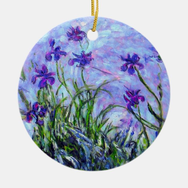 Monet Lilac Irises Ceramic Tree Decoration (Front)