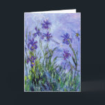 Monet Lilac Irises Greeting Card<br><div class="desc">Monet Lilac Irises greeting card. Oil painting on canvas from 1917. Monet painted irises throughout his career, this is one of his final iris paintings and certainly one of his most haunting. The work is heavily impressionistic and the dark purple irises almost seem to be floating in water above their...</div>