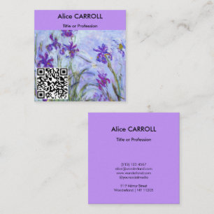 Monet - Lilac Irises / Iris Mauves - QR Code Square Business Card