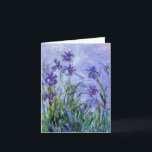 Monet Lilac Irises Note Card<br><div class="desc">Monet Lilac Irises note card. Oil painting on canvas from 1917. Monet painted irises throughout his career, this is one of his final iris paintings and certainly one of his most haunting. The work is heavily impressionistic and the dark purple irises almost seem to be floating in water above their...</div>