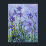 Monet Lilac Irises Postcard<br><div class="desc">Monet Lilac Irises postcard. Oil painting on canvas from 1917. Monet painted irises throughout his career, this is one of his final iris paintings and certainly one of his most haunting. The work is heavily impressionistic and the dark purple irises almost seem to be floating in water above their dark...</div>