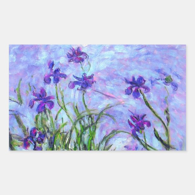 Monet Lilac Irises Rectangular Sticker (Front)