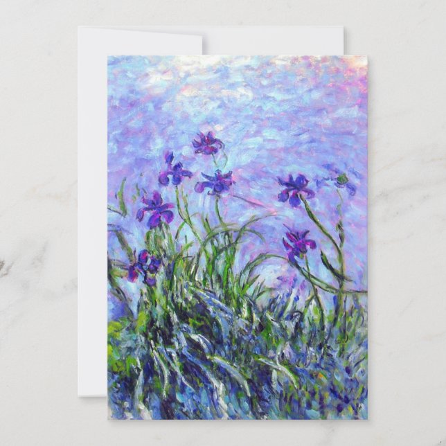 Monet Lilac Irises Save The Date Card (Front)