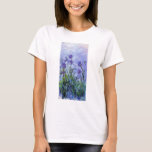 Monet Lilac Irises T-shirt<br><div class="desc">Monet Lilac Irises t-shirt. Oil painting on canvas from 1917. Monet painted irises throughout his career, this is one of his final iris paintings and certainly one of his most haunting. The work is heavily impressionistic and the dark purple irises almost seem to be floating in water above their dark...</div>