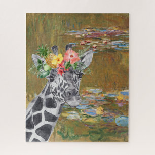 Monet Lily Pond and Giraffe Compilation  Jigsaw Puzzle