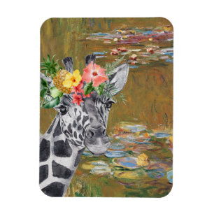 Monet Lily Pond and Giraffe Magnet