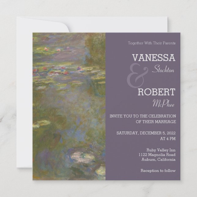 Monet Lily Pond Wedding Invitation (Front)
