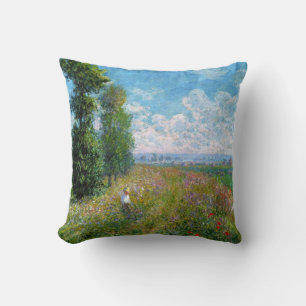 Monet - Meadow with Poplars Cushion