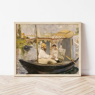 Monet Painting in His Studio Boat Édouard Manet Poster