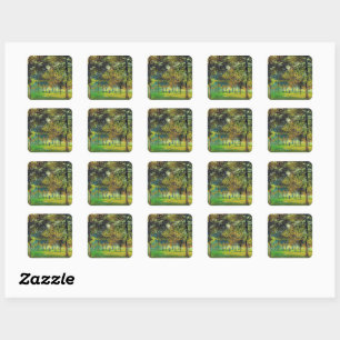 Monet painting, The Allee du Champ de Foire, Square Sticker