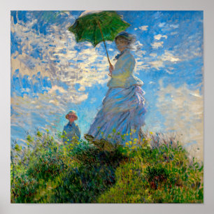 Monet Parasol Woman Painting Artwork Poster