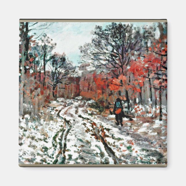 Monet - Path through the Forest, Snow Effect Magnet (Front)