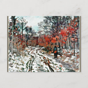 Monet - Path through the Forest, Snow Effect Postcard