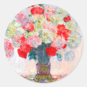 Monet Peonies Classic Round Sticker