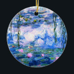 Monet Pink Water Lilies  Ceramic Tree Decoration<br><div class="desc">A Monet pink water lilies ornament featuring beautiful pink water lilies floating in a calm blue pond with lily pads. A great Monet gift for fans of impressionism and French art. Serene nature impressionism with lovely flowers and scenic pond landscape.</div>