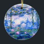Monet Pink Water Lilies  Ceramic Tree Decoration<br><div class="desc">A Monet pink water lilies ornament featuring beautiful pink water lilies floating in a calm blue pond with lily pads. A great Monet gift for fans of impressionism and French art. Serene nature impressionism with lovely flowers and scenic pond landscape.</div>