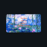 Monet Pink Water Lilies  Label<br><div class="desc">Monet pink water lilies address labels featuring beautiful pink water lilies floating in a calm blue pond with lily pads. A great Monet gift for fans of impressionism and French art. Serene nature impressionism with lovely flowers and scenic pond landscape.</div>