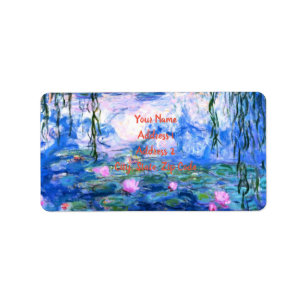 Monet Pink Water Lilies Label