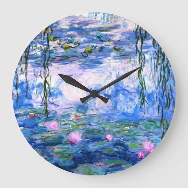 Monet Pink Water Lilies  Large Clock (Front)