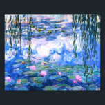 Monet Pink Water Lilies  Photo Print<br><div class="desc">A Monet pink water lilies photo print featuring beautiful pink water lilies floating in a calm blue pond with lily pads. A great Monet gift for fans of impressionism and French art. Serene nature impressionism with lovely flowers and scenic pond landscape.</div>