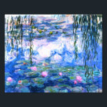 Monet Pink Water Lilies  Photo Print<br><div class="desc">Photo Print featuring beautiful pink water lilies floating in a calm blue pond with lily pads. A great Monet gift for fans of impressionism and French art. Serene nature impressionism with lovely flowers and scenic pond landscape.</div>