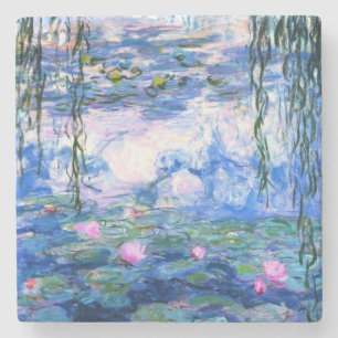 Monet Pink Water Lilies  Stone Coaster