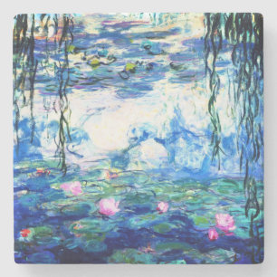 Monet Pink Water Lilies Stone Coaster