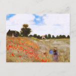 Monet Poppies Postcard<br><div class="desc">Monet Poppies postcard. Oil on canvas from 1873. One of Monet's most famous and beloved earlier paintings,  Coquelicots or Red Poppies features two women walking with their children in a sunny field of red poppy flowers. A gift for fans of Monet,  Red Poppy paintings,  French art,  and Impressionism.</div>