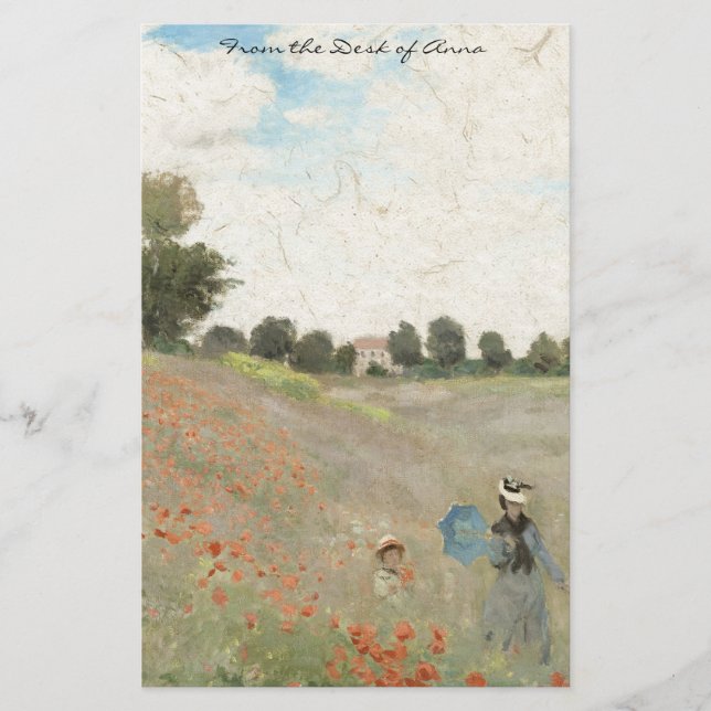 Monet Poppies Wildflowers Impressionism Stationery (Front)