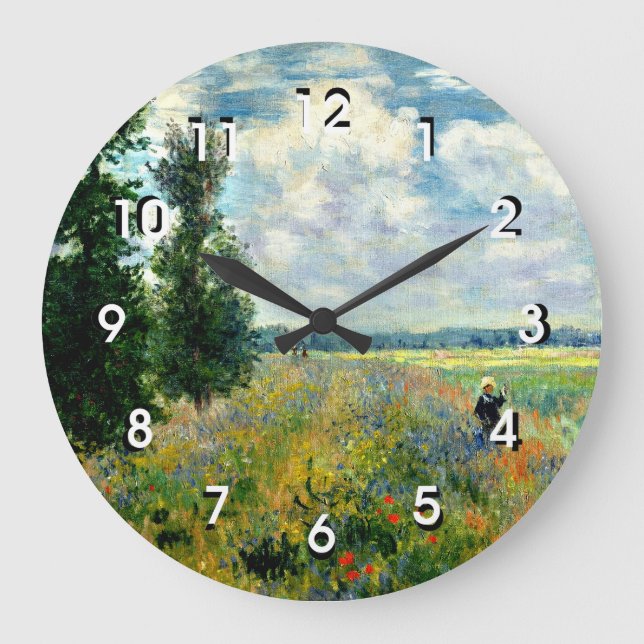 Monet - Poppy Field, Argenteuil, Large Clock (Front)