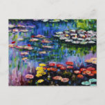 Monet Purple Water Lilies Postcard<br><div class="desc">Monet Purple Water Lilies postcard. Oil painting on canvas from c. 1917. French impressionist Claude Monet remains renowned and beloved for the water lily paintings that he created at Giverny. This specific water lily painting features a diverse array of colours including fiery reds, haunting blues, and dreamy purples. A pretty...</div>