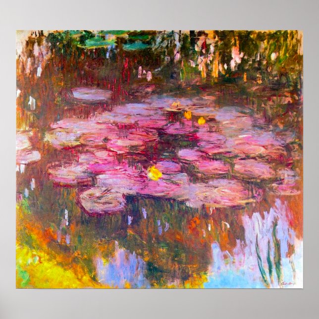 Monet Purple Water Lilies Poster (Front)
