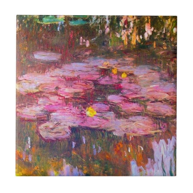 Monet Purple Water Lilies Tile (Front)